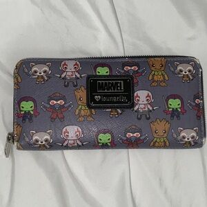 Loungefly MARVEL Guardians of the Galaxy Chibi Style Checkbook Size Zip Wallet